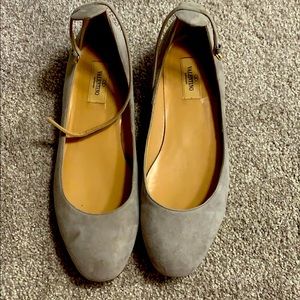 Valentino Gray Suede Flats